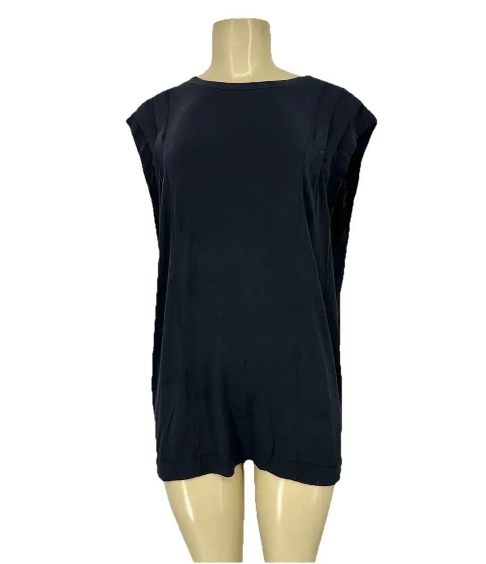 Lululemon Size 12 ? Women Modal Pleated Shoulder Tank Top Black Relaxed Fit ER2